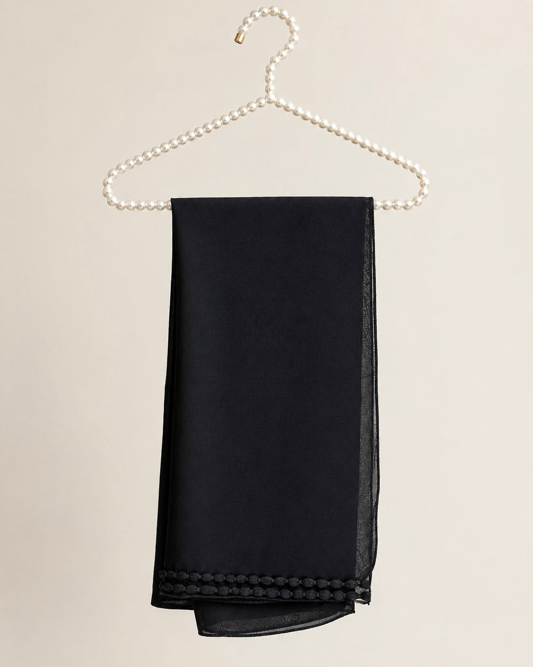 Siyah Örgü Detaylı Basic Abaya