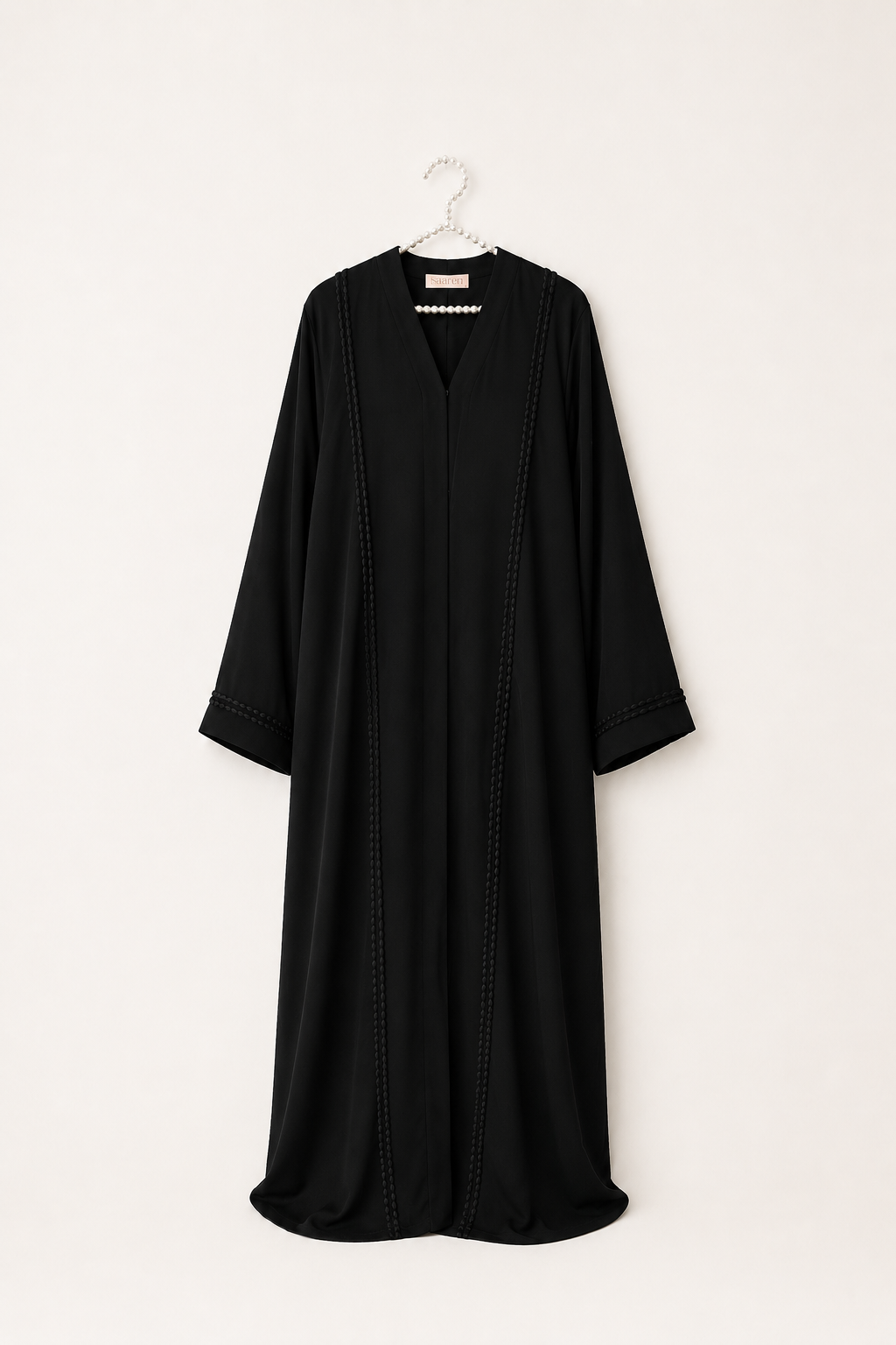 Siyah Örgü Detaylı Basic Abaya