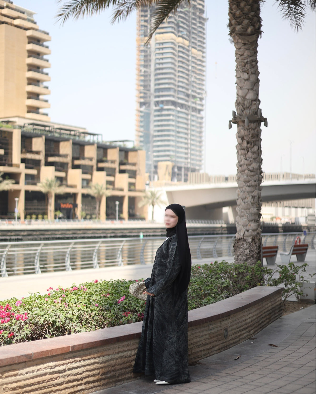 Marble Printed - Siyah Abaya