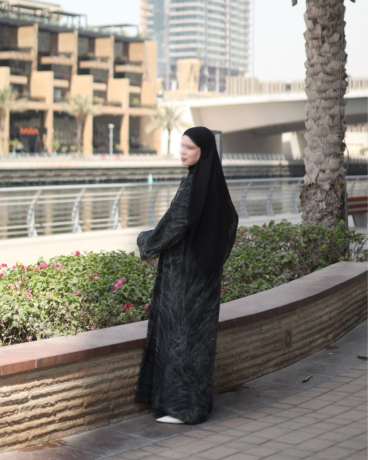 Marble Printed - Siyah Abaya