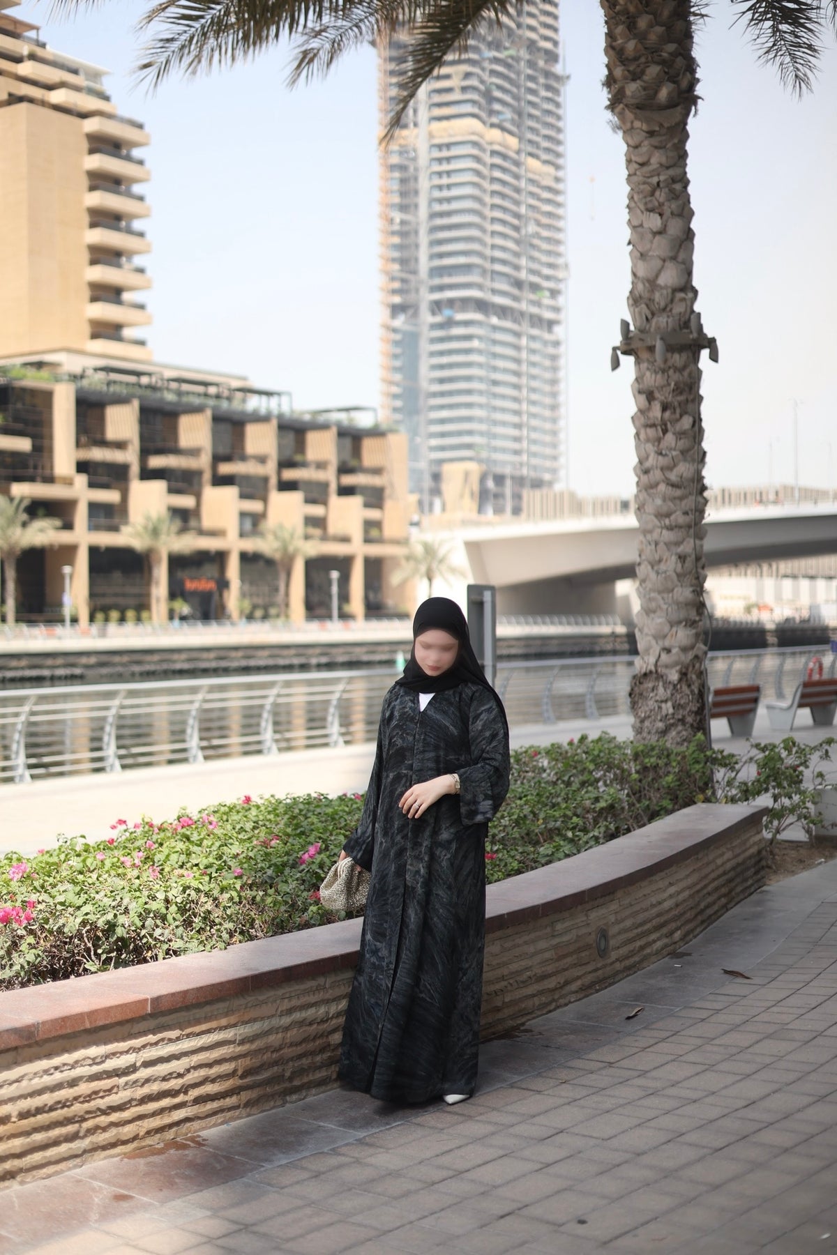 Marble Printed - Siyah Abaya