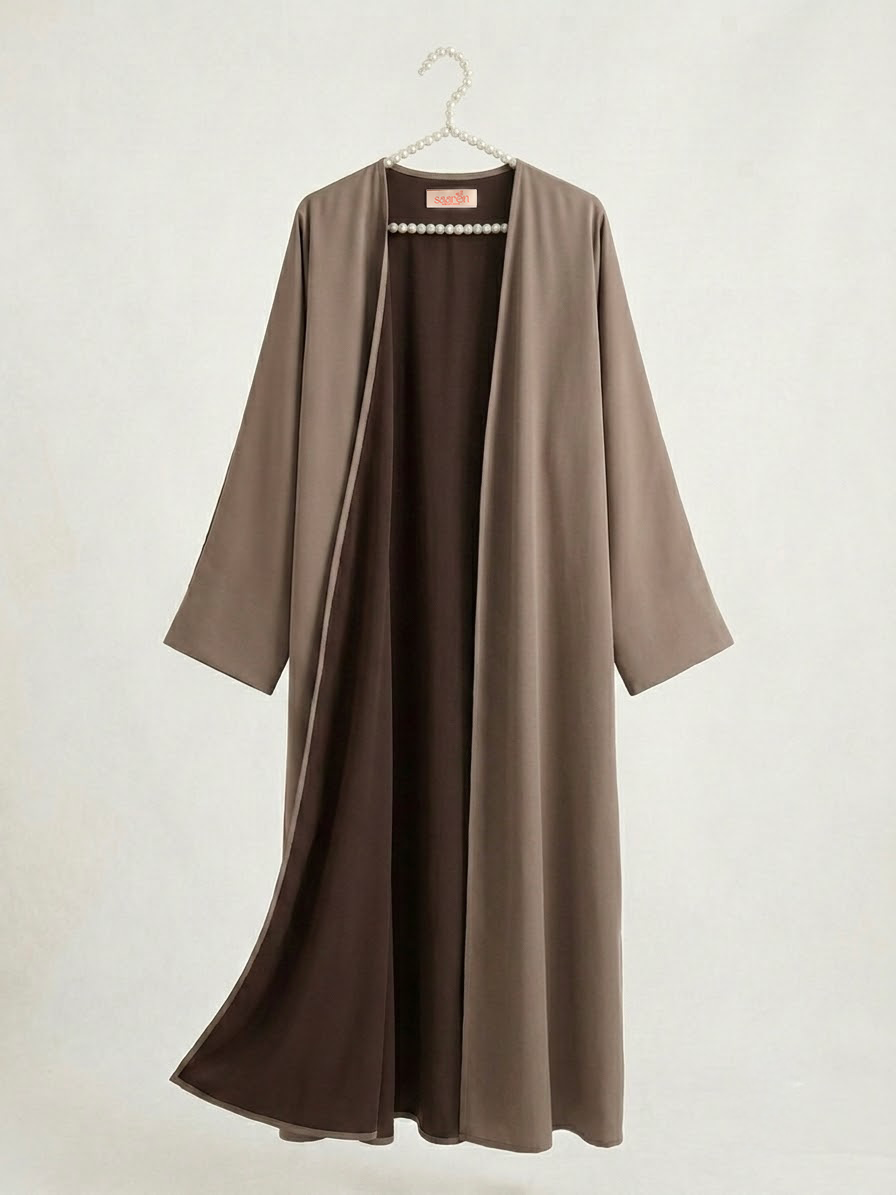 Kahverengi-Vizon Çift Taraflı Abaya